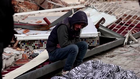 Scenes of heartbreak on Turkey street left in ruins