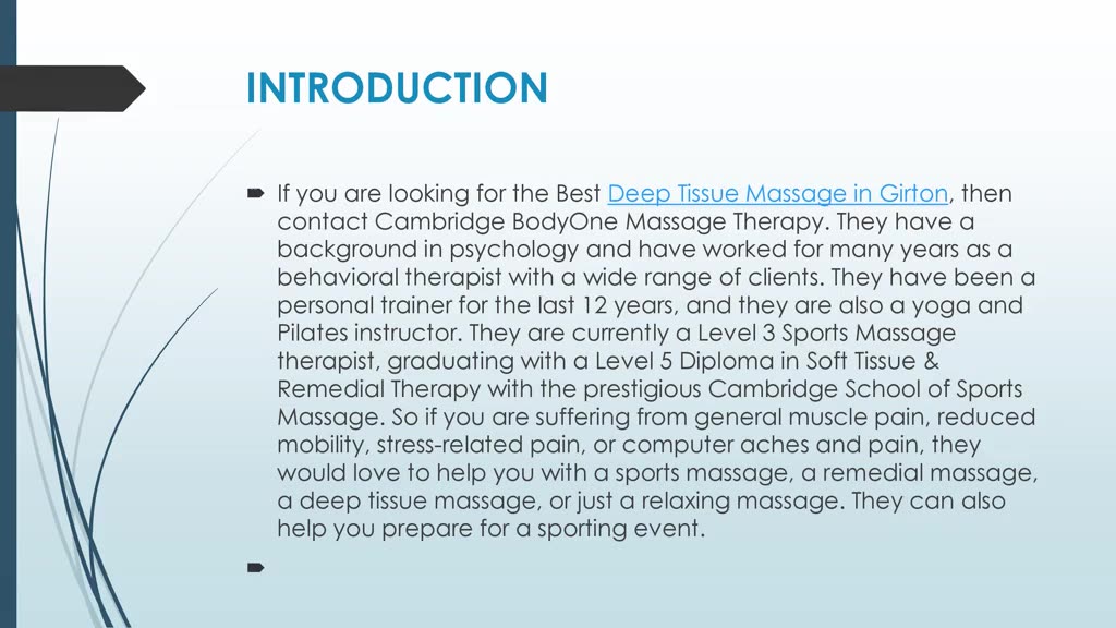 Get The Best Deep Tissue Massage in Girton.