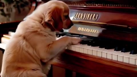 Funny dogs playing piano