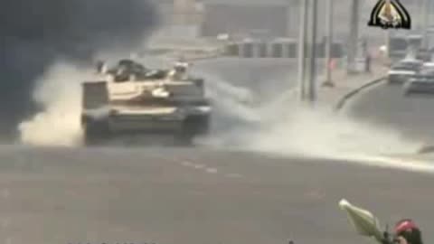 ( 2007 Iraq War ) M1-Abrams Tank drives over a IED