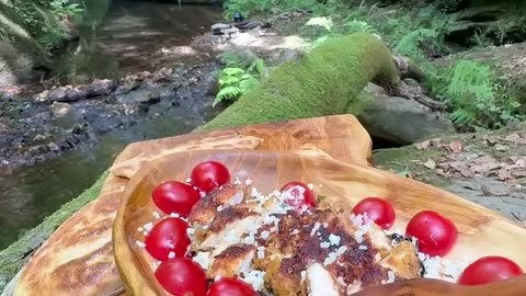 Cooking crispy chicken with potato flatbread