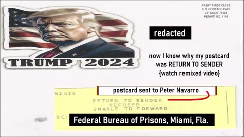 POSTCARD SENT TO PETER NAVARRO RETURN TO SENDER