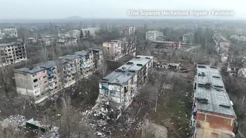 Drone captures extensive destruction in eastern Ukraine