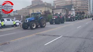 WATCH: Farmers have overtaken the downtown streets protesting in Kitchener, Ontario over a land grab