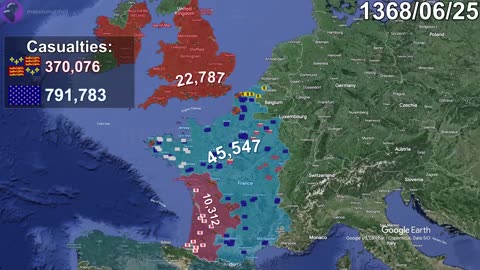 The Hundred Years' War: Every Day with units using Google Earth