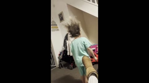 Kid shows off Hysterical new Hairstyle #shorts