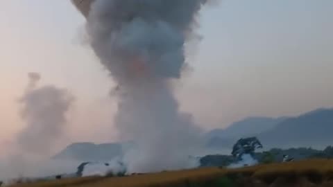 Large Floating Balloon Surrounded by Smoke