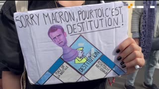 Tens of thousands protest against Emmanuel Macron in Paris.