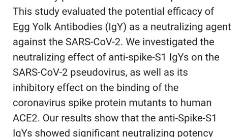 The truth is stranger than fiction. Chicken egg study on SARS CO-V 2