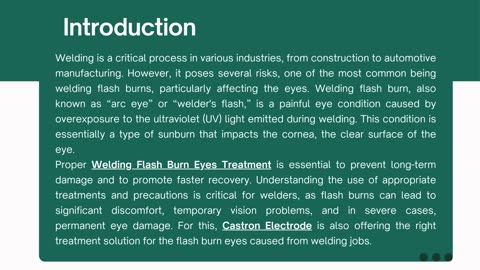 What is the Use of Welding Flash Burn Eyes Treatment