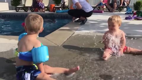 Funny baby in the Bathroom