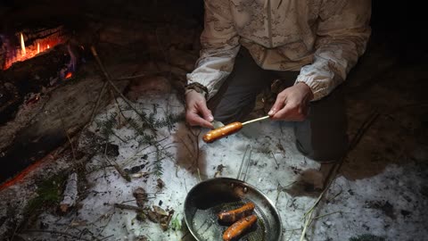 No Sleeping Bag | Outlasting Freezing Winter Night in Survival Shelter