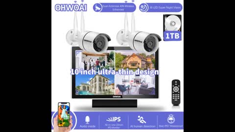 [Spotlight,2-Way Audio] SMONET 2K WiFi Security Camera System,1TB Hard Drive,8CH Home CCTV Surv...