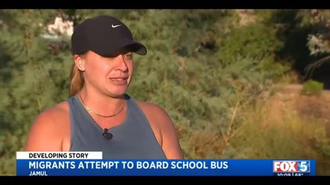 G group of TWENTY ADULT illegals stopped from boarding a school bus full of children in San Diego