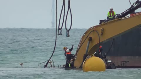 Submerged CAT elevated excavator