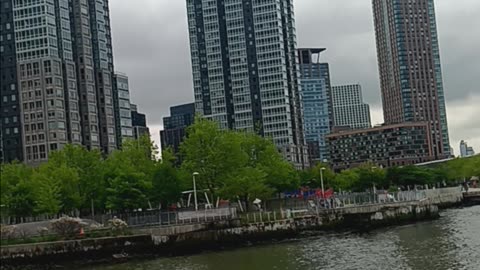 Exploring Queens looking across The East River from Midtown Manhattan