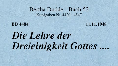 BD 4484 - DIE LEHRE DER DREIEINIGKEIT GOTTES ....