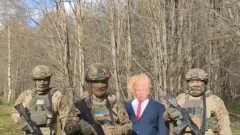 Members of the Ukrainian army burn an effigy of Donald Trump. “You will never