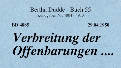 BD 4885 - VERBREITUNG DER OFFENBARUNGEN ....