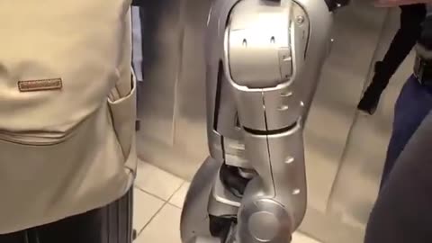 Robot is taking in elevator