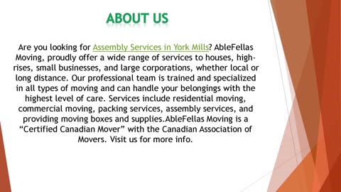 Are you looking for Assembly Services in York Mills?