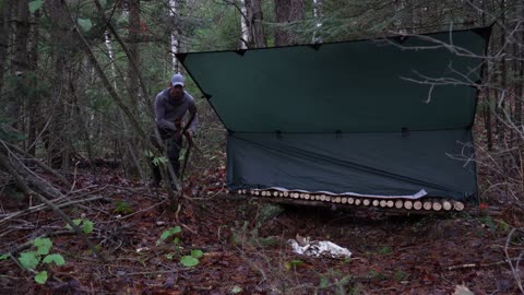 Solo Overnight in Bushcraft Shelter