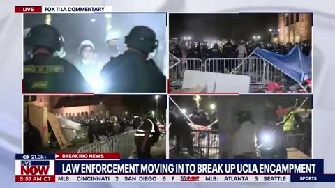 WATCH_ Chaos at UCLA protests, police tear down barricades _ LiveNOW from FOX