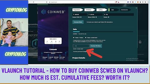 Vlaunch Tutorial - How To Buy Coinweb $CWEB On Vlaunch? How Much Is Est. Cumulative Fees? Worth It?