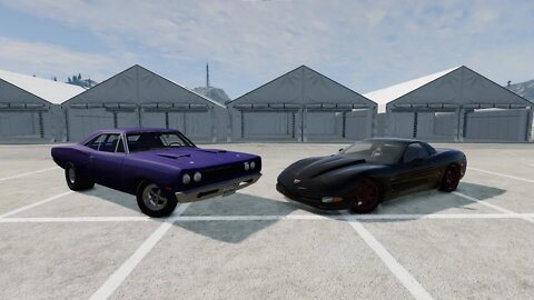 Supercharged LS7 c5 ZO6 VS All Motor HEMI Coronet BeamNG.Drive Drag Race