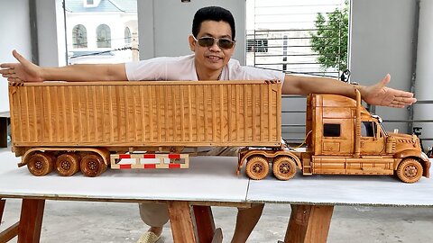 Wood Carving - Super Truck International Lonestar - Woodworking Art