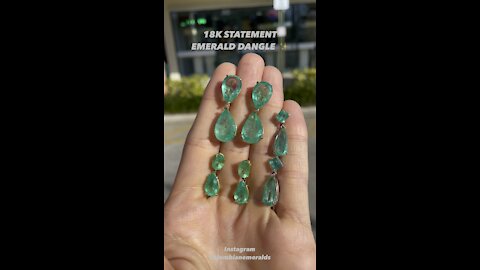 Big statement Colombian emerald drop dangle earrings in 18K for her