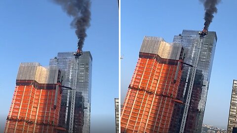 Crane catches fire on top of Midtown high-rise under construction