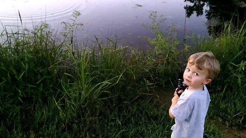 Gabe learning to fish at 3 years old