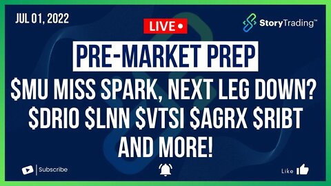 7/1/22 PreMarket Prep: $MU Miss Spark Next Leg Down? Plus $DRIO $LNN $VTSI $AGRX $RIBT and more!