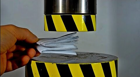 IS IT POSSIBLE TO FOLD PAPER IN HALF MORE THAN SEVEN TIMES, USING A HYDRAULIC PRESS