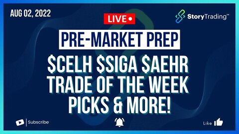 8/2/22 PreMarket Prep: $CELH $SIGA $AEHR Trade of the Week Picks & More!