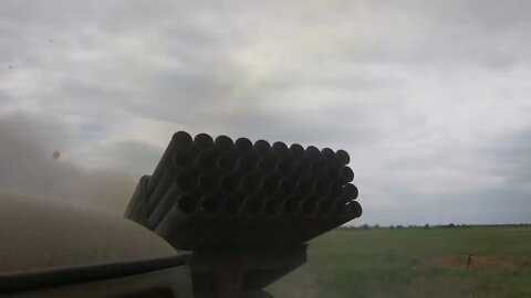 Russian BM-21 "Grad" MLRS Hammering Ukrainian Military Targets During The Special Military Operation