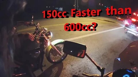 I out-pace a 600cc motorcycle on my 150cc scooter on a night ride.