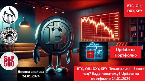 BTC, OIL, DXY, SPY -Тех.анализа - Зошто пад? Каде понатаму? Update на портфолио 24.01.2024