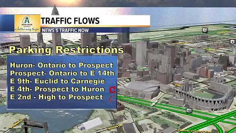 Parking and road restrictions for downtown Cleveland Friday night