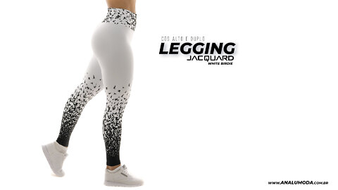 Legging Cós alto Jacquard Estampado White Birdie