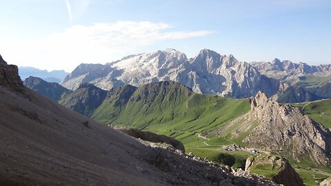 Pass Pordoi in Dolomites Italy