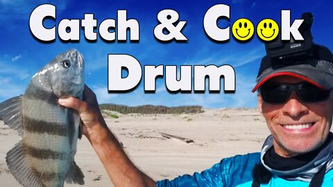 Corpus Christi surf fishing BLACK DRUM catch and cook...