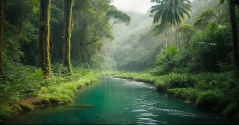 Rainforest with Creek Bank Water Ripple