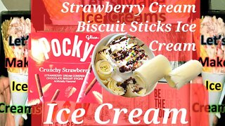 Ice Cream Making Strawberry Cream Covered Chocolate Biscuit Sticks