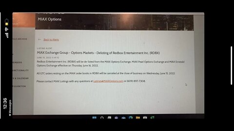 $rdbx mid day update on OPTIONS being delisted. 3 confirmations thus far. NOT STOCK. OPTIONS.