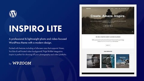 INSPIRO Lite Free WordPress Theme - For Photographers, Videographers and Portfolios