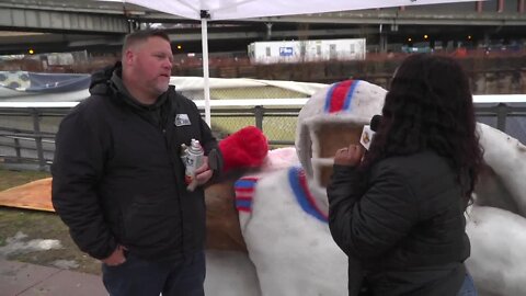 Mercedes Wilson talks with the artist and sculptor of the Damar Hamlin snow sculpture - Part 2