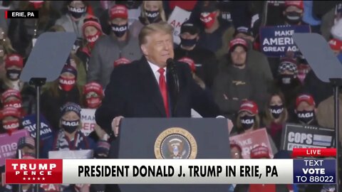 President Trump plays Biden and Kamala's comments about banning fracking to the crowd