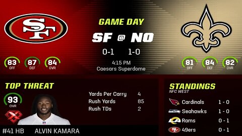 Madden 23 49ers Vs Saints Week 2 Cpu Vs Cpu Season 2